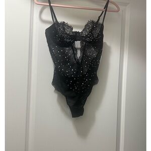 Victoria's Secret Black Crystal Bodysuit NWT